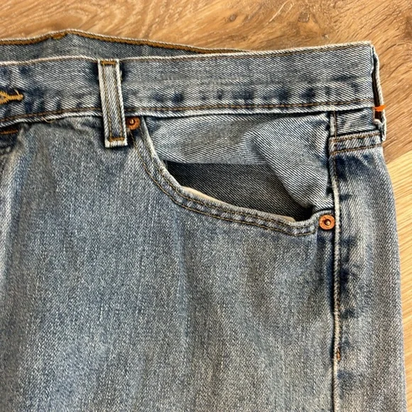 Levis 501 Jeans Mens 36x32 Blue Denim 100% Cotton Button Fly Straight - Picture 5 of 13